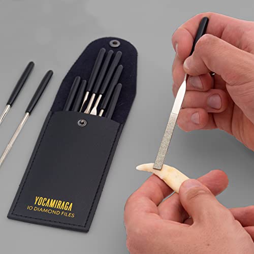 Yocamiraga 10Pcs Diamond File Set, Needle Files For Jewelry Making, Small File Set With Synthetic Leather Case #TOP22