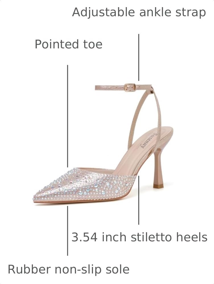 Image of Susanny Heels for Women Stiletto Closed Pointed Toe Backless Dress Shoes High Heels Sexy Kitten Pumps Wedding Guest Party Dance Prom Dressy Comfort Shoes