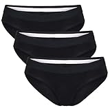 DANISH ENDURANCE Braguita Estilo Bikini Slip de Algodón Orgánico, Pack de 3, Negro, Gris, Azul (Negro, Small)