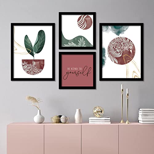 Image of kotart Abstract Art Wall Paintings with Frame for Living Room - Nature Theme Framed Wall Posters /Paintings Set of 4 (Art 4, Small (10x13 or 10x10 inch))
