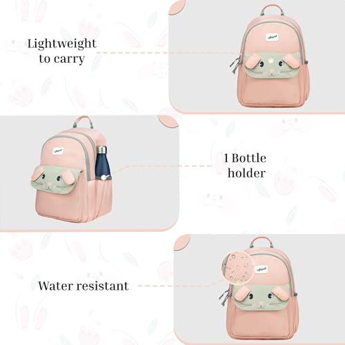 Image of F Gear Bunny Blushing Peach 22L School Backpack|Premium & Soft Touch | Unisex Kids School Bag with Two Spacious Compartments and Front Pocket, with Bottle Holder|Ideal for School, Daily Use & Travel