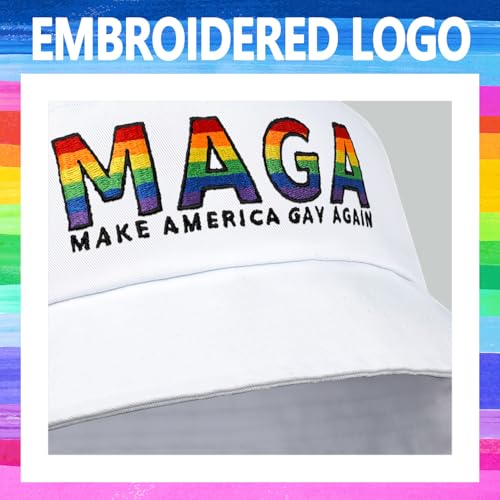 Image of Gay Pride Rainbow Trucker Hat for Men and Women LGBT Embroidered Adjustable Washable LGBTQ Baseball Cap Gifts