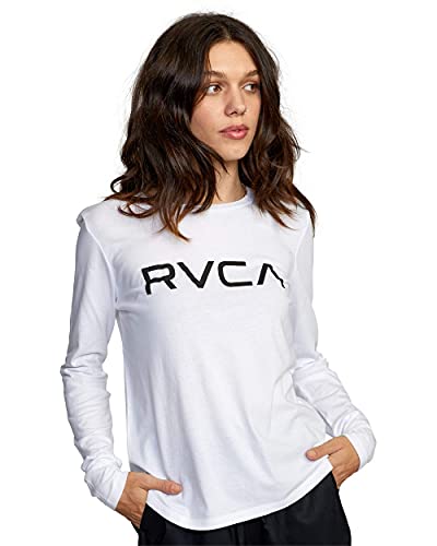 RVCA Women's RED Stitch Long Sleeve Graphic TEE Shirt, Big White, Small