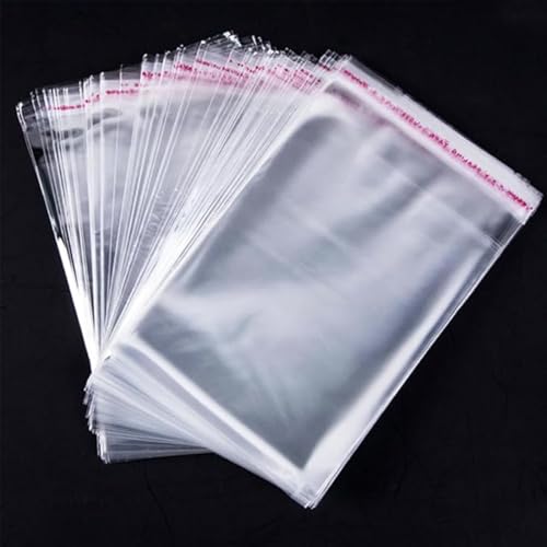 EIYVPRA Sachet 200 Pcs Plastique Transparent 10x12+3cm Cellophane Sacs Auto-adhésifs OPP Sachet Emballage Transparent Petits Sac Bonbon pour Chocolats Bijoux...