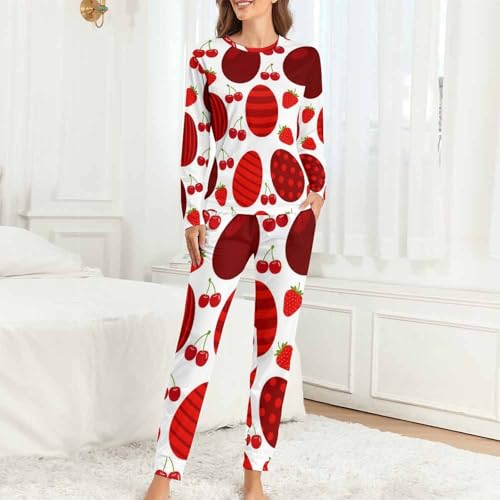 Image of Womens Pajamas Sets 2 Piece Long Sleeve Lounge Set Loose Pants Pj Sets Loungewear with Pockets