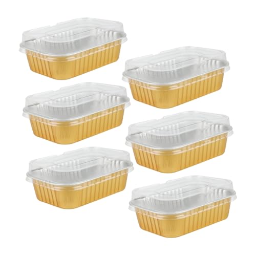 PRETYZOOM Aluminum Pans Lids 6 Pack Disposable Cake Boxes for Bbq Wedding and Outdoor Activities