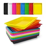 Slomg 10 Pack Plastic Art Craft Trays, Multicolor Activity Sensory Sand Puzzle Sorting Trays, Stackable Serving Platters for DIY Projects Painting Beads Jewelry Home Organizer Supply 11x8in