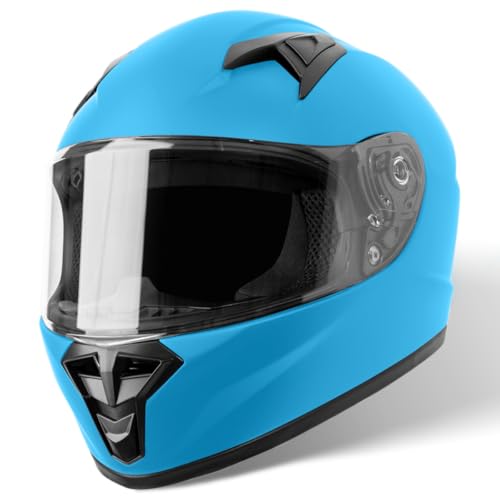 VINZ Parana Casco Integral Niño | con Visera | En Tamaño YS   YXL | ECE 22.06 Homologado | para Moto & Scooter & Vespa   Azul Mate