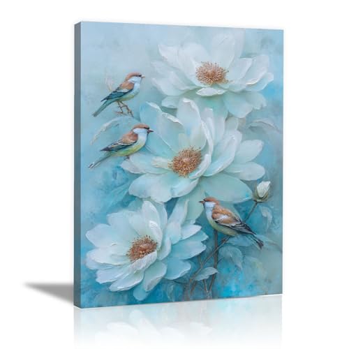 Peinture sur toile fleurs raffinée avec cadre de qualité 60x80