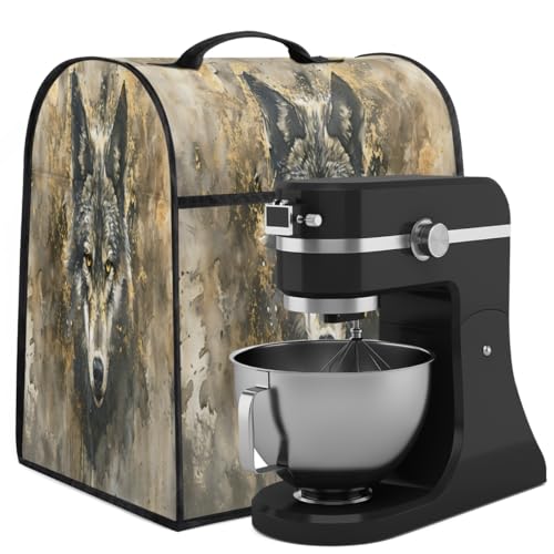 Coffee Maker Cover Retro Wolf Kitchen Appliance Covers Small Appliance Covers Blender Cover Juicer Cover Dust Covers for Kitchen Appliances with Top Handle and Pockets,Washable,C212