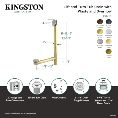 Kingston Brass DLL3185 Made To Match Clawfoot Tub Drain, 27-1/2 Inch Length, Oil Rubbed Bronze thumb #3