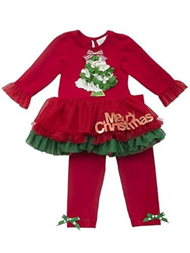 Rare Editions Red Tree Merry Christmas Tutu Legging Set 0-3 Months