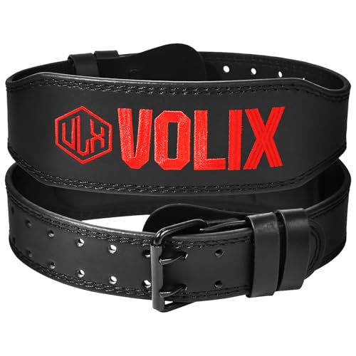 VOLIX トレーニングベルト【マイクロファイバーレザーで生地がやわらかく体にフィット】リフティングベルト パワーベルト 筋トレ (レッド, S)の商品画像（Amazon）