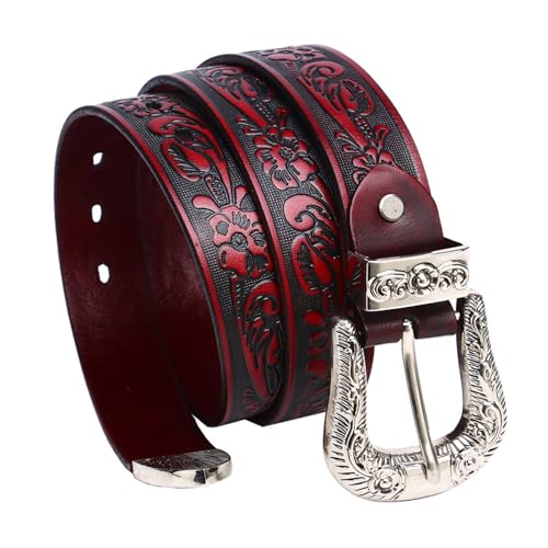 Unisex Western Floral Engraved Belt - 1.5" Embossed Strap, Plus Size 41''-59''3