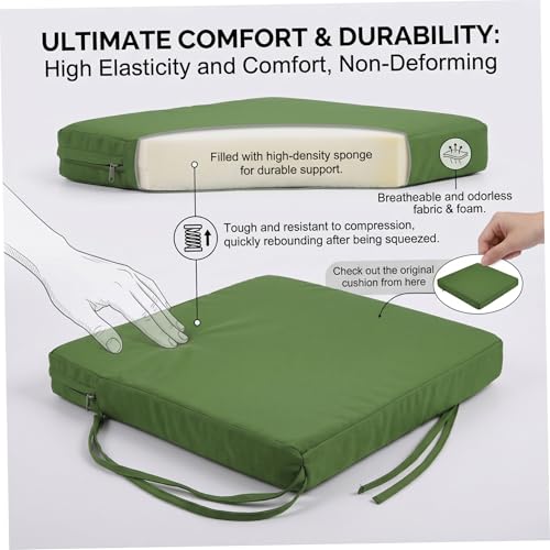 Coussin de chaise d'extérieur imperméable vert 40x40 cm éponge haute densité