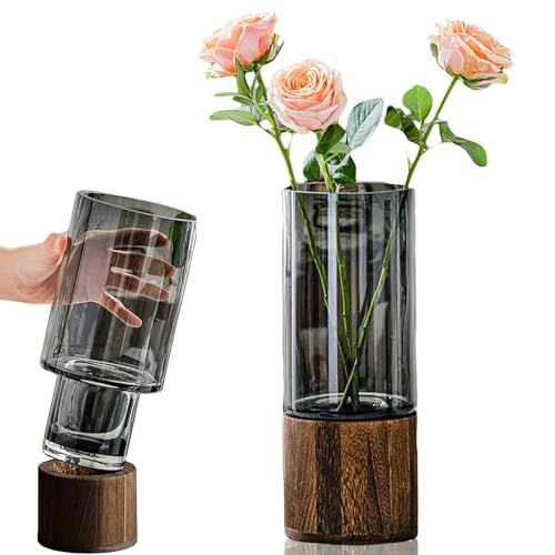 Vase en verre pour fleurs grand modèle cylindrique de table - 2