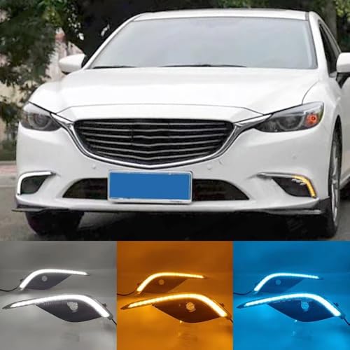 Luz DRL de circulación diurna bicolor para Mazda 6 con cubierta antiniebla impermeable integrada 2