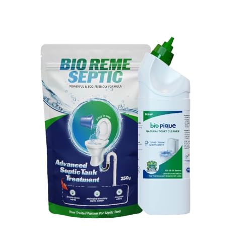 Image of Bio Reme Greencraft Labs Septic Tank Cleaner Powder | Sludge Reduction & Odour Control Formula | Bacteria Based Eco Friendly Waste Treatment Solution | Home & Commercial Use Pack 250g + 500ml