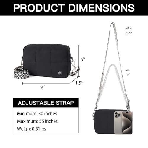 Telena Crossbody Bags for Women Cross Body Purse with Guitar Strap Lightweight Puffer Shoulder Bag for Travel4
