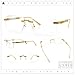 SA106 Mens Hustler Rimless Narrow Rectangle Metal Rim Fashion Eyeglasses Gold Beige