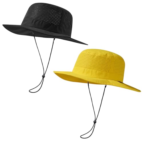 Image of UPF 50+ Bucket Sun Hat with Laser Perforated Mesh Cooling Adjustable Breathable Lightweight for Outdoor Men Women