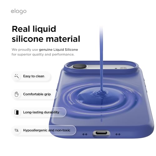 Image of elago for iPhone Air Case, Premium Magnetic Silicone Case, Compatible with MagSafe, Liquid Silicone Material, Protective Cover, Shockproof, Slim Phone, 6.5 inch (Cobalt Blue)