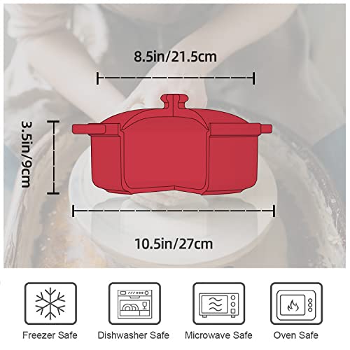 Fun Elements Casserole Dish, 2 Quart Lace Emboss Casserole Dish With Lid, Oven To Table Ceramic Round Serving Dish With Handles For Dinner And Party(Christmas Red) #TOP5