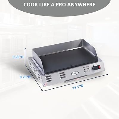 Cadco CG-10 Countertop Space Saver Griddle, Stainless Steel, 120v, 21 x 12 Cooking Area, For Commercial Use