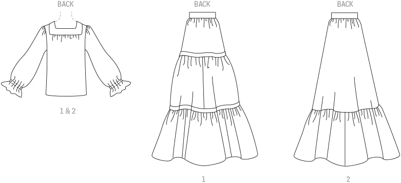 Simplicity SS9816A Misses' Vintage 1970's Blouse and Skirts Sewing Pattern Kit, Design Code S9816, Sizes S-M-L-XL
