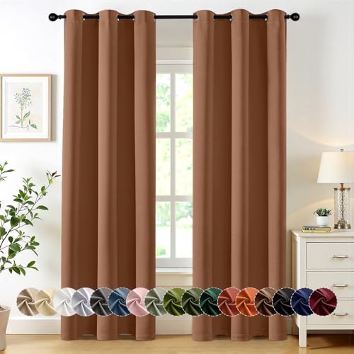 Image of MIULEE Blackout Curtains for Bedroom Living Room 2 Panels, Thermal Insulated Room Darkening Drapes Grommet Noise Reducing Light Blocking Window Treatments 72 Inches Long 40x72 Inch Sun Baked