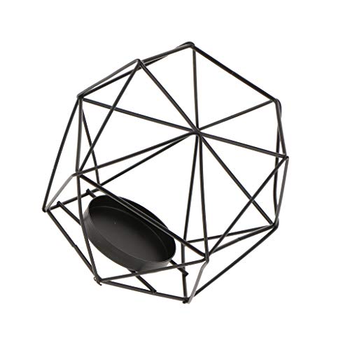 homozy 2pcs 3D Tealight Geometric Castiçal Castiçal Candelabros Party - Preto