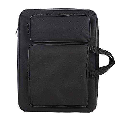 Image of haozaikeji A3 Artist Portfolio Carrying Case Portable Draw Board Painting Pad Backpack Waterproof Heavy Duty Canvas Shoulder Bag Sketching Painting Art Supplies Carry Bag Black