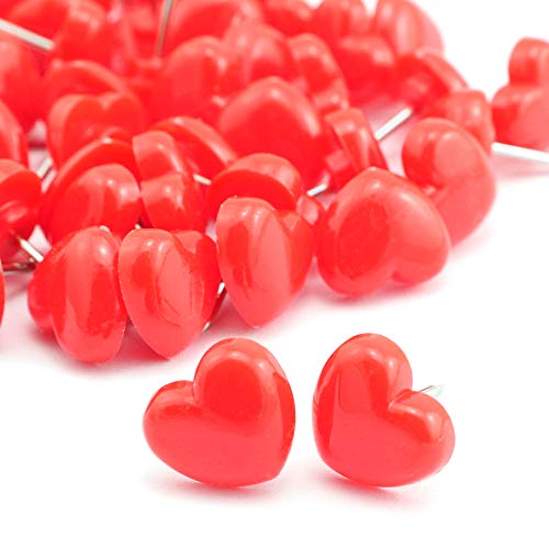 Lind Kitchen 100pcs Heart Shape Push Pins for Home School Office Notice Board Cork Board,Cute Thumbtacks Tacks Decorative Pushpins Accessories Supplies Red