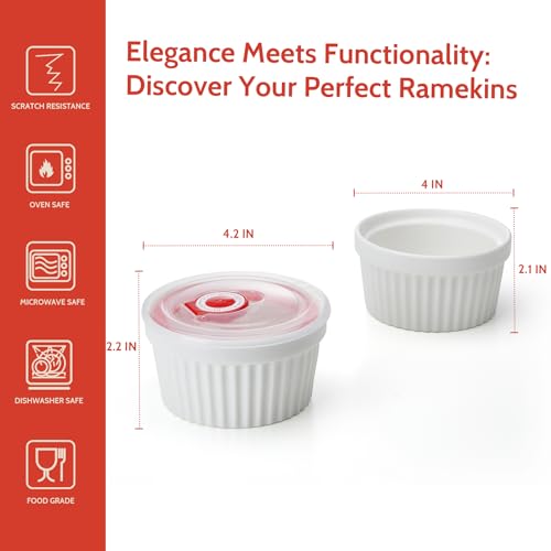 Image of Souffle with lid-8oz-set 6-White