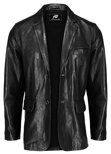 Image of Jild Lambskin Leather Jacket Men Casual Coat - Notched Collar Classic Bond's Style Ultimate Leather Blazer for Men