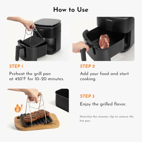 Image of Tastee Cast Iron Grill Pan for 4QT+ Square Air Fryers, 7.5 x 6.3 in