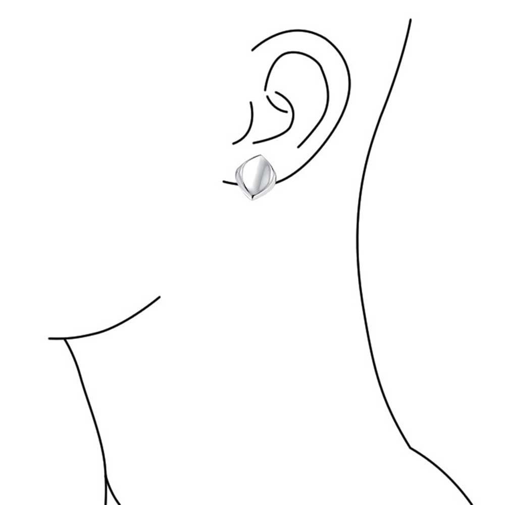 Orecchini A Clip Concavi E Lucidi A Forma Di Diamante Per Donne Senza Fori Alle Orecchie. Clip In Lega Di Argento Sterling .925