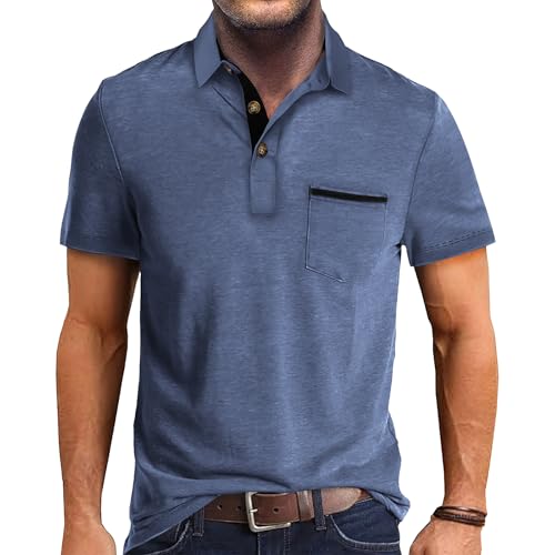 Mens Fashion Polo Shirts Cotton Classic Short Sleeve Lightweight
