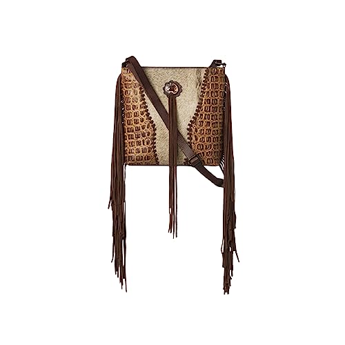 ARIAT Women's Laney Conceal Carry Croc Print Calf Hair Crossbody Handbag, Brown, One Size