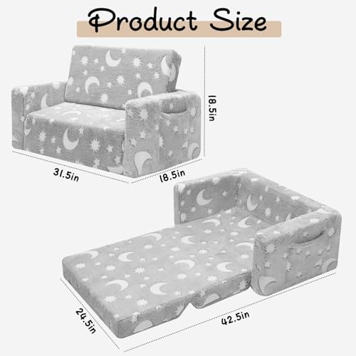 Canapé pour enfant phosphorescent et convertible en chaise longue XL - 4