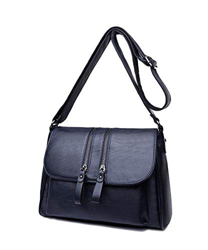 Sac à bandoulière en cuir souple lavé pour femmes au style sauvage