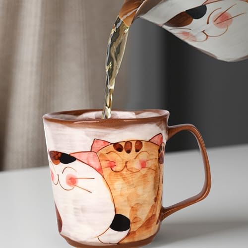 Set 2 tazas cerámica japonesa teñidas a mano 12 fl oz miniatura 4