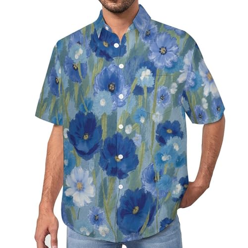 Chemise homme manches courtes fluide anti-transpiration fleurs sauvages