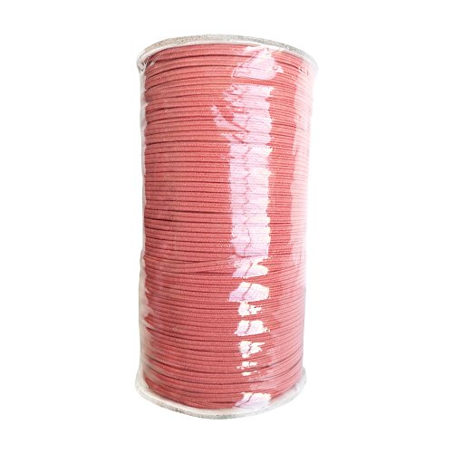 Colorful Rubber Flat Braided Elastic Tape 3mm Width for Garment Accessory- 200yards per Cord Spool Roll (LT Coral)