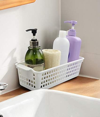 Miniatura 6 de Nesmilers Paquete de 6 cestas de almacenamiento de plástico delgadas, juego de cestas rectangulares