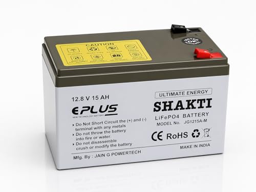 Image of EPLUS Shakti 12V 15Ah Lithium LiFePO4 Battery with 10A BMS | 5X Life vs Lead Acid | Fast Charging | for Solar, 45+ Double Motor Spray Pump, Toy car, Fence Pulse Machine