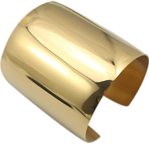 COUYA Stainless Steel Gold Plated Women Big Heavy Long Cuff Bangle Bracelet