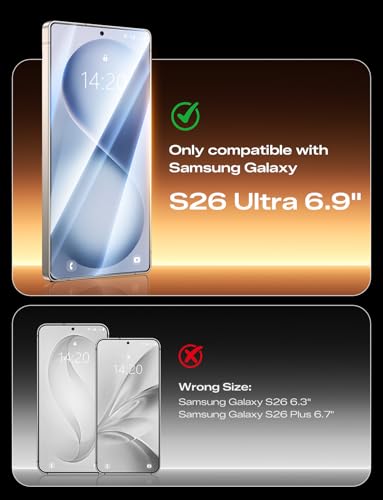 Image of MAGIC JOHN 2PACK 3rd Gen for Samsung Galaxy S26 Ultra Screen Protector, One-Pull Easy Install, Smooth Touch, Auto-Align Screen, Support Fingerprint Unlock, 9H Glass, Anti-Scratch
