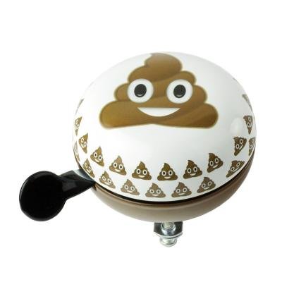 Smiling pile of poo emoji bell, a large (80mm) bicycle bell with a loud, clear ring. Big bold emoji bell
