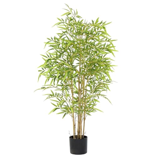 Artificial Bamboo Tree, 4FT, Real Trunk, Lifelike Leaves, Indoor/Outdoor, 1 Pack